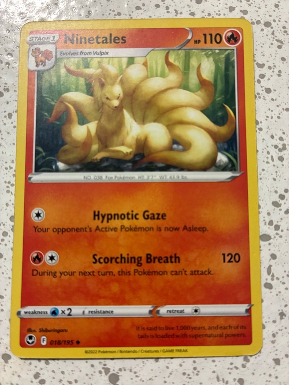 Ninetales Trading Card - 110 HP - Stage 1